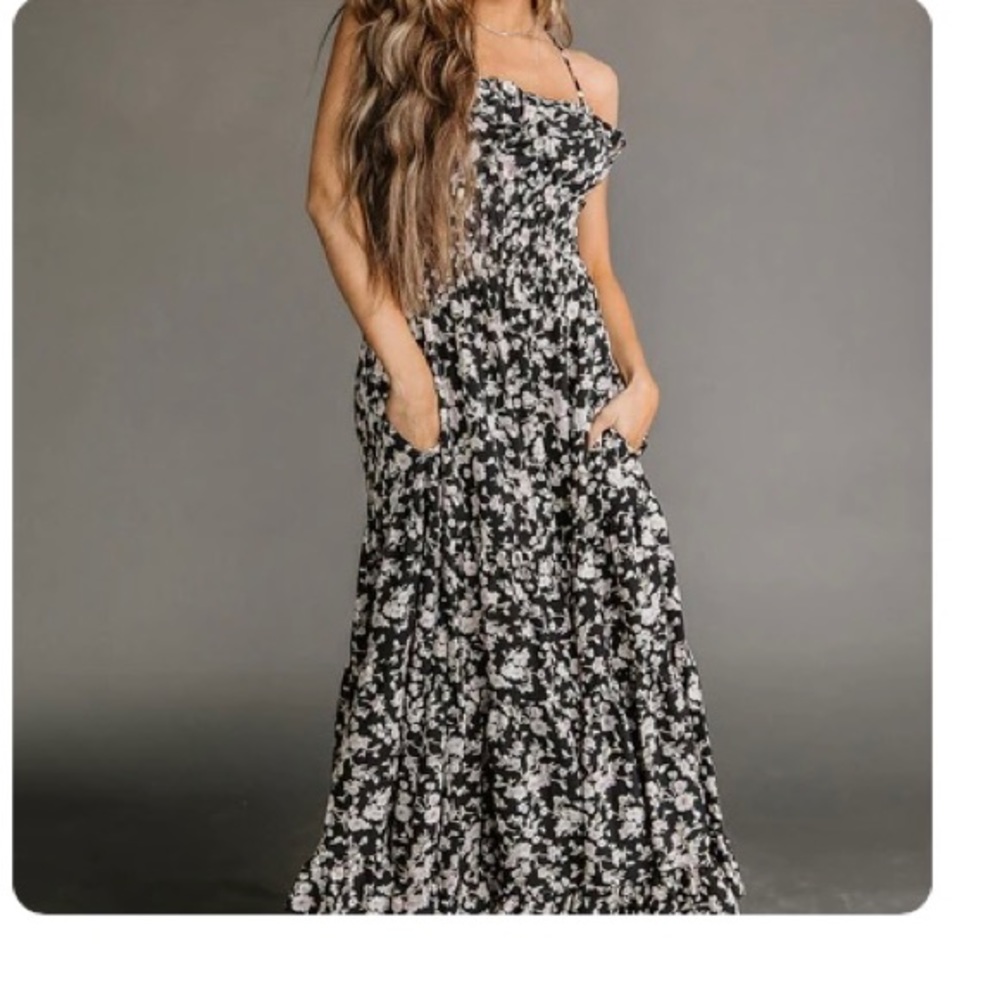 Long dress criss cross back tie